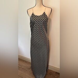 Vintage Versailles The Bay Full Slip Dress Satin Silky Black Cream SZ  M